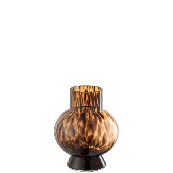 VASE BALL DOT BROWN GLASS SMALL