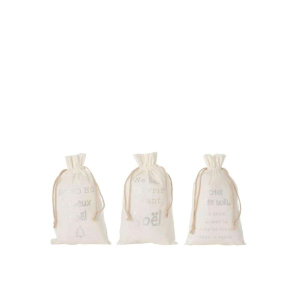 BAG CHRISTMAS FRENCH VELVET WHITE MEDIUM ASSORTMENT OF 3