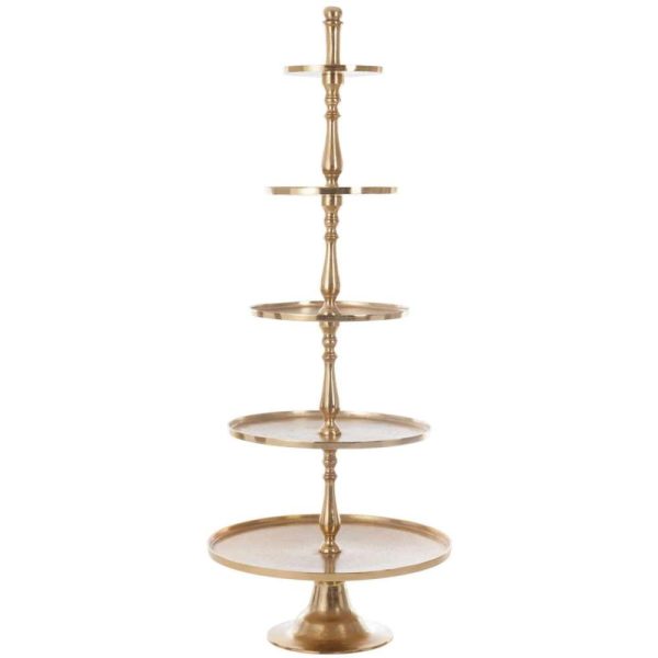 TRAY 5 LEVELS ROUND ALUMINIUM GOLD