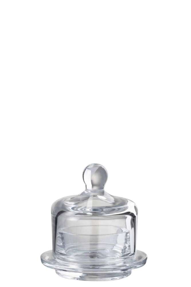 BUTTER DISH ROUND GLASS TRANSPARENT