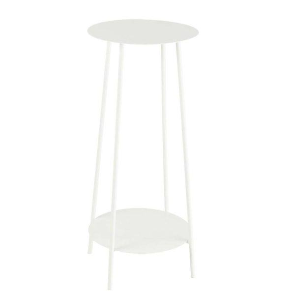 FLOWER STAND TWO METAL WHITE