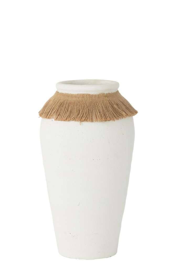 VASE IBIZA CLAY/REED WHITE/NATURAL LARGE