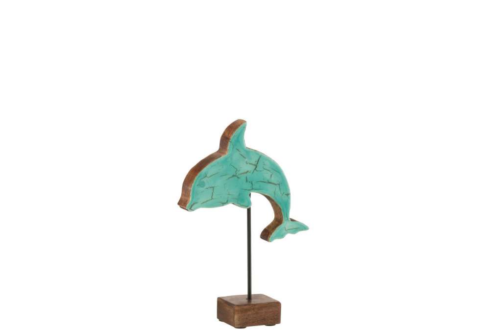 DOLPHIN ON STAND MANGO WOOD AZUR SMALL