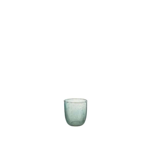 TEALIGHT HOLDER BUBBLES GLASS AQUA SMALL