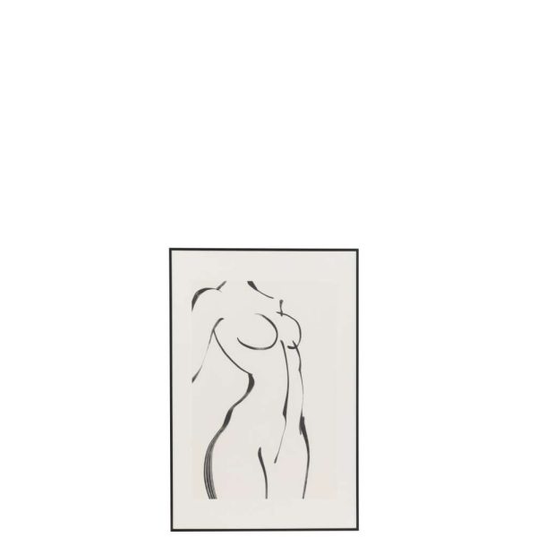 WALL DECO WOMAN LINE DRAWING GLASS/ALUMINIUM BLACK/WHITE