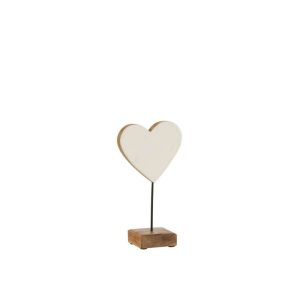 HEART ON STAND MANGO WOOD WHITE SMALL