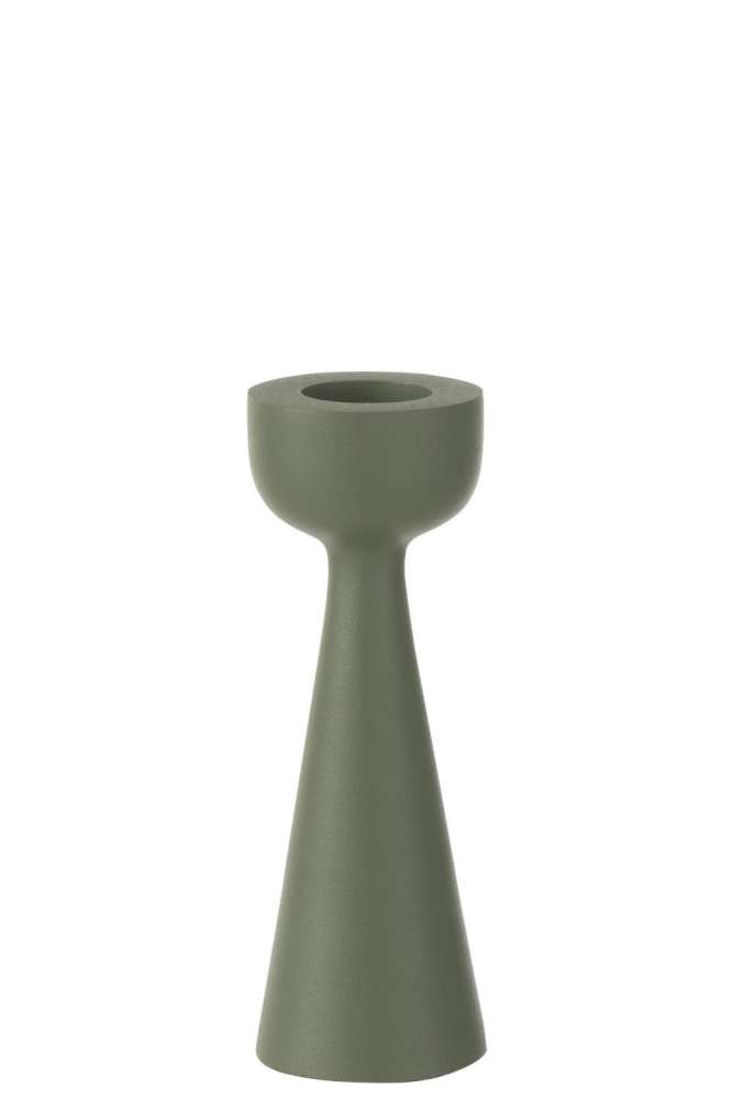 CANDLE HOLDER CONE ALUMINIUM GREEN LARGE