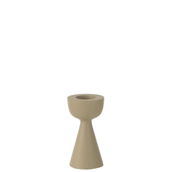 CANDLE HOLDER CONE ALUMINIUM IVORY SMALL