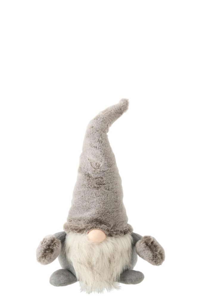 SANTA STANDING PLUSH GREY/WHITE SMALL