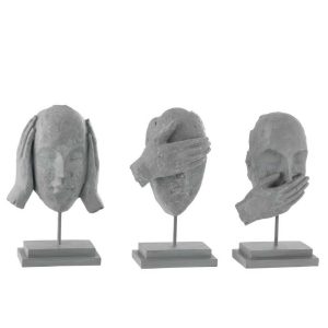 FIGURE SEA/HEAR/SPEAK NO EVIL POLY GREY ASSORTMENT OF 3