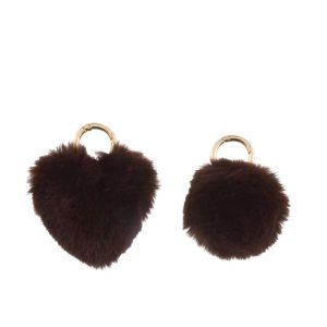 KEYCHAIN BALL/HEART ACRYLIC RED/BROWN ASSORTMENT OF 2