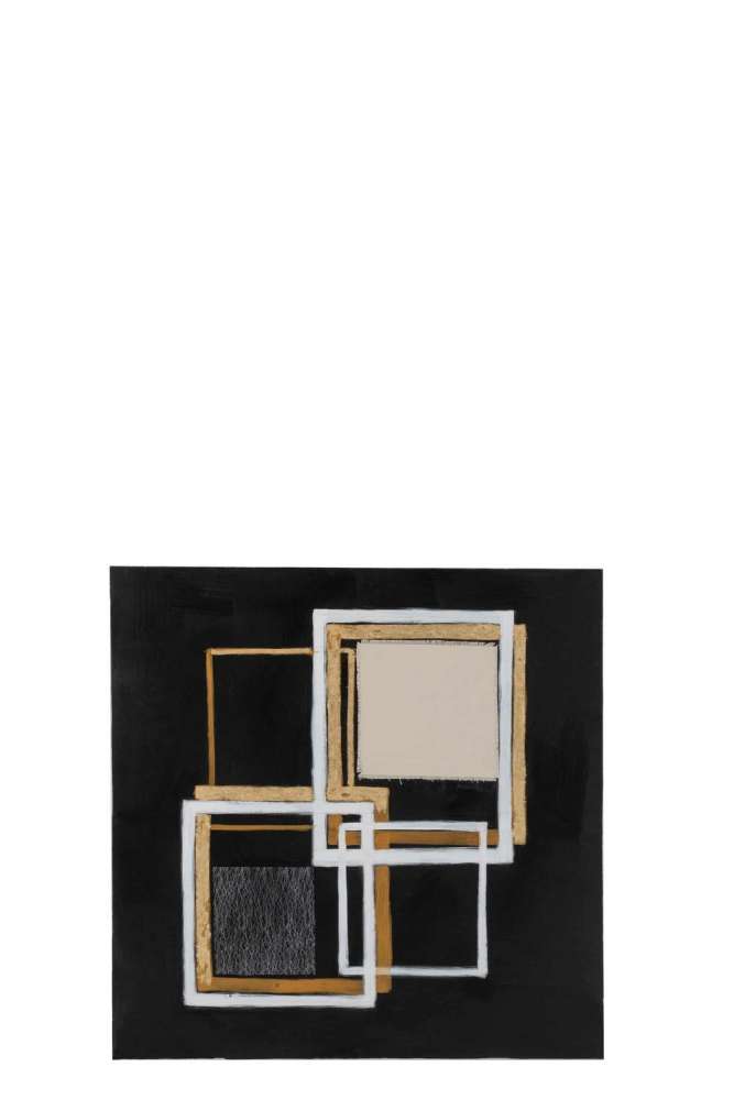 PAINTING SQUARE CANVAS/WOOD BLACK/GOLD