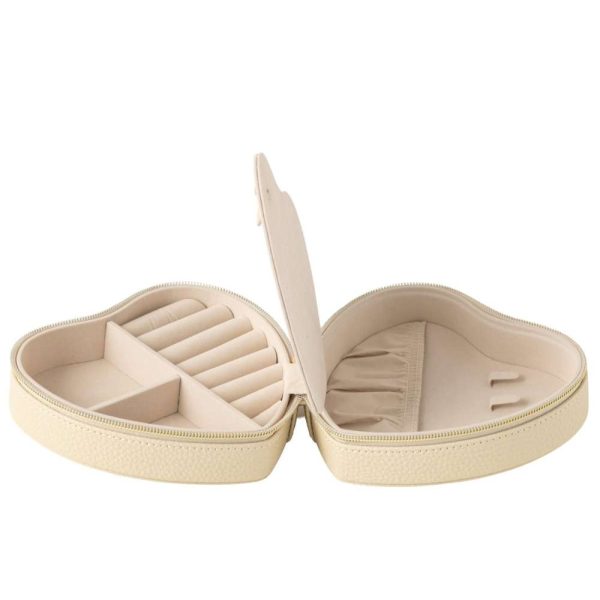 JEWELLERY BOX HEART ARTIFICIAL LEATHER BEIGE