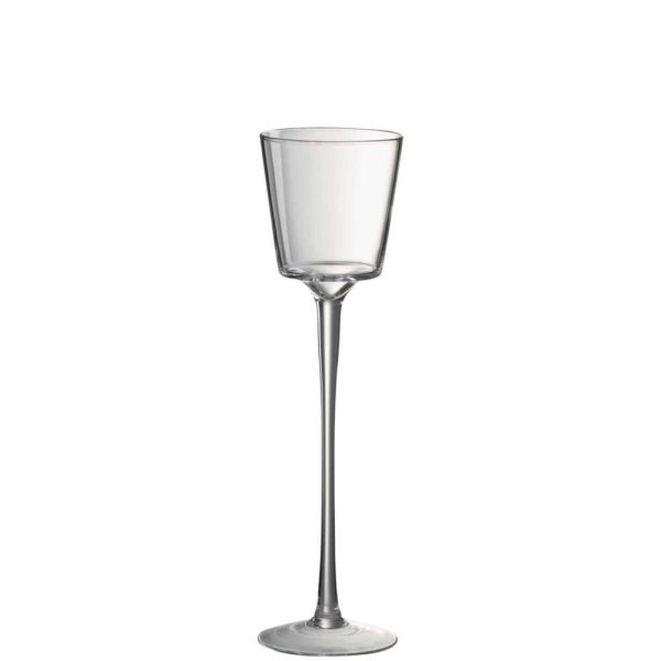 CANDLE HOLDER CONICAL ON BASE GLASS TRANSPARENT LARGE
