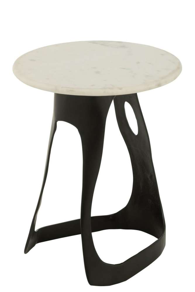 SIDE TABLE ALUMINIUM/STONE BLACK/WHITE LARGE