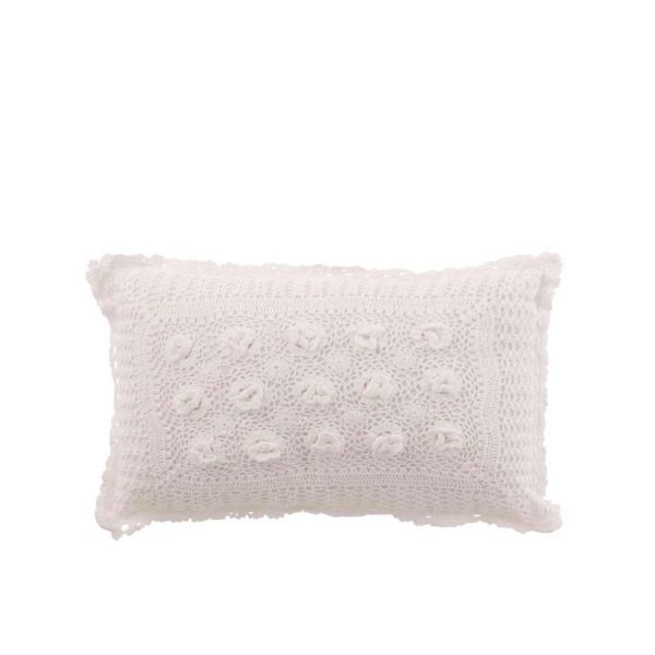 CUSHION RECTANGLE LACE COTTON WHITE