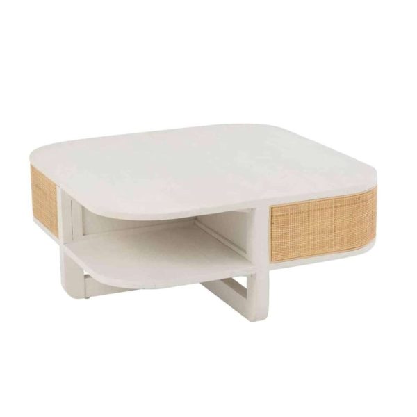 COFFEE TABLE MOLLY EXOTIC WOOD/RATTAN WHITE