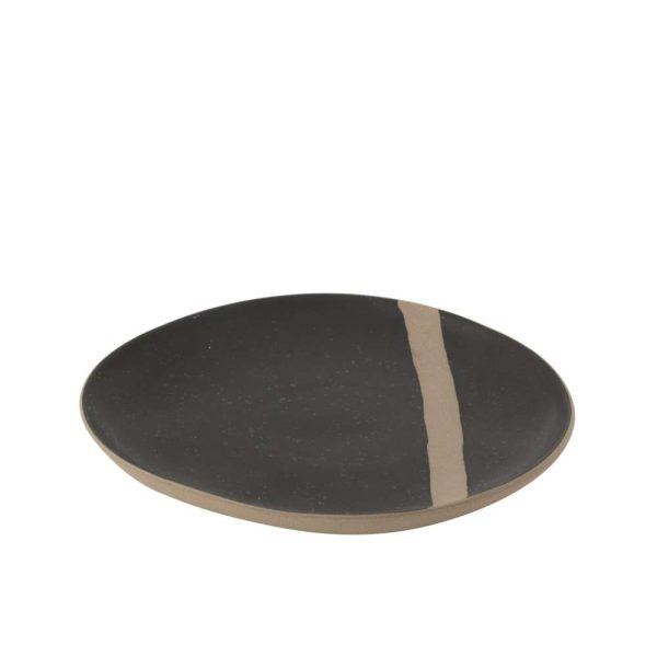 PLATE  CERAMIC BLACK/TAUPE SMALL