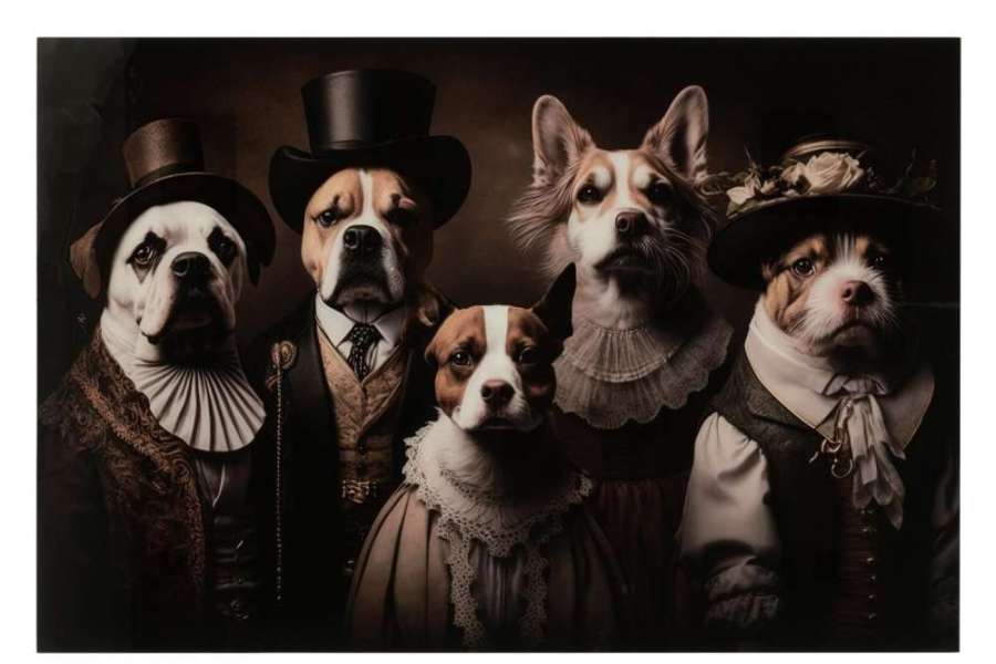 WALL DECORATION OLD DOG GLASS MULTICOLORED