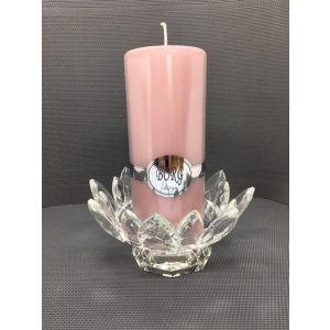 Kubbelysestake m/stett  i  Krystall , formet som en blomst  -16X8Cm