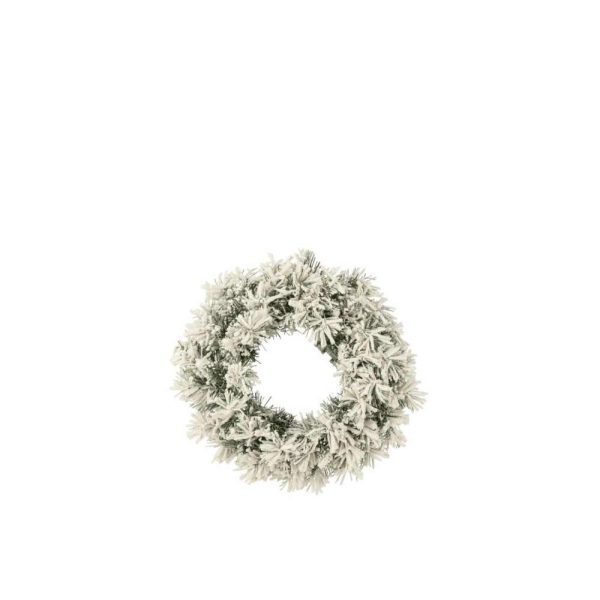 CHRISTMAS WREATH+LED WARM WHITE PLASTIC SNOWY GREEN SMALL