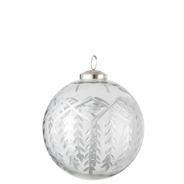 CHRISTMAS BAUBLE CHLOE GLASS TRANSPARENT/SILVER LARGE