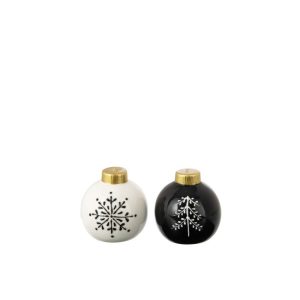 SALT & PEPPER CHRISTMAS BALL ROUND DOLOMITE BLACK/WHITE