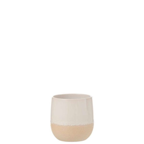 FLOWERPOT MARU CERAMIC BEIGE WHITE SMALL