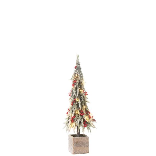 XMAS TREE+LED ARTIFICIAL SNOW GREEN/RED MIDUM