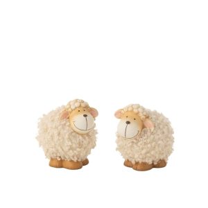 SHEEP PORCELAIN BEIGE/BROWN MEDIUM ASSORTMENT OF 2