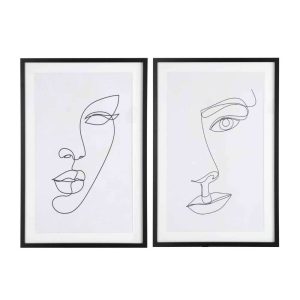 FRAME ABSTRACT FACE MDF/GLASS WHITE/BLACK ASSORTMENT OF TWO