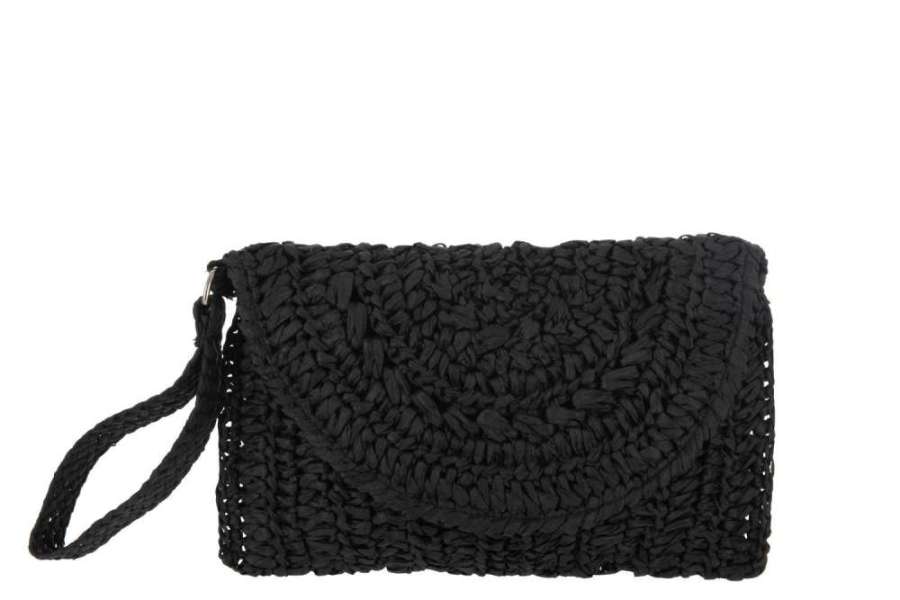 CLUTCH BAG STRAP PAPER BLACK