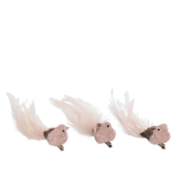 BIRD+CLIP GLITTER LIGHT PINK ASSORTMENT OF 3