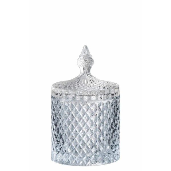 STORAGE JAR CUT CYLINDER GLASS TRANSPARENT LARGE