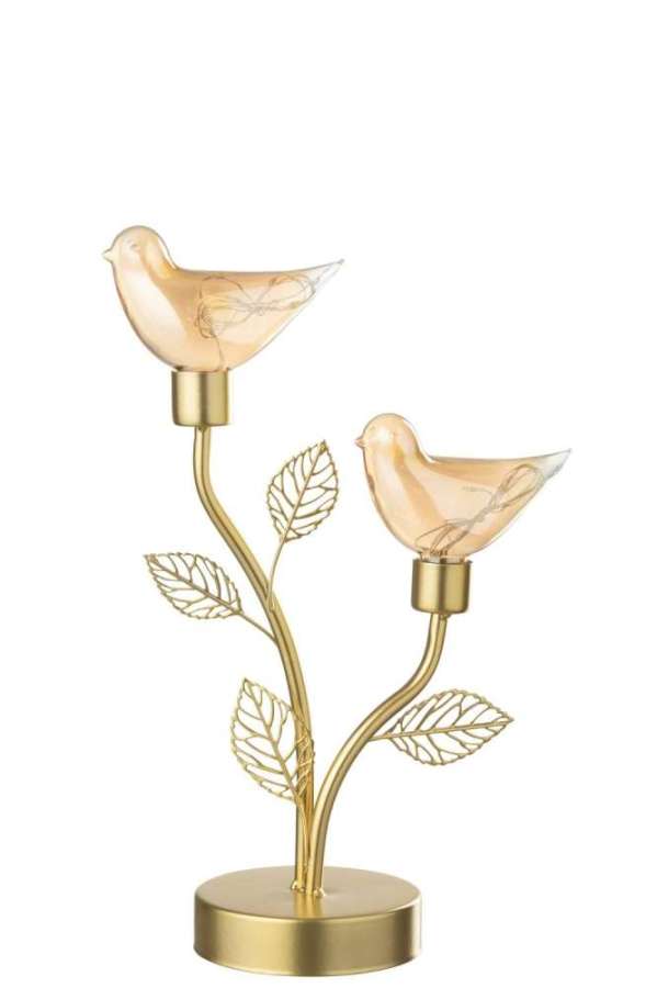BIRD LED BRANCH & LEAF 2 PARTS IRON GOLD COLORED