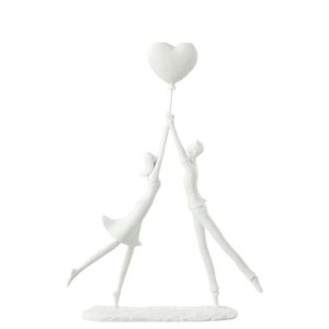 COUPLE STANDING HEART BALLOON POLY WHITE