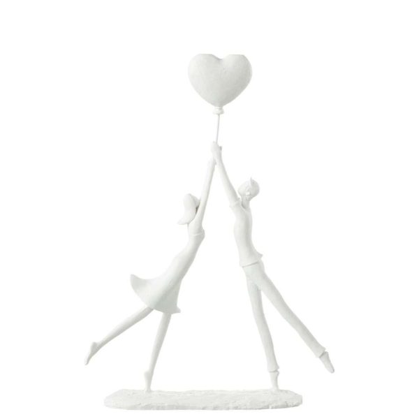 COUPLE STANDING HEART BALLOON POLY WHITE