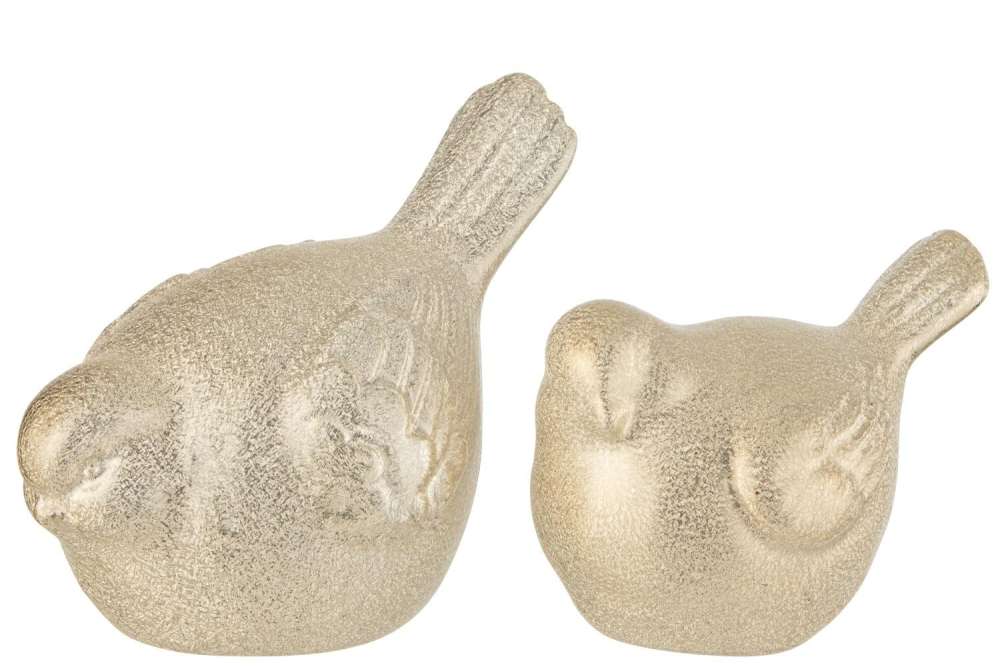 SET OF 2 BIRDS GLITTER PORCELAIN GOLD