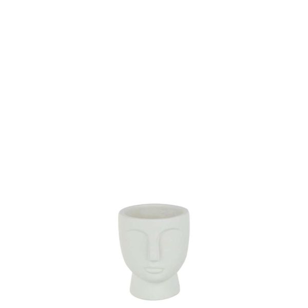 FLOWERPOT FACE CEMENT WHITE SMALL