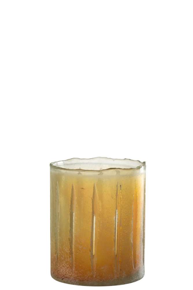 CANDLEHOLDER STRIPES GLASS YELL SMALL