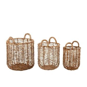 SET OF 3 BASKETS BANANAS LEAVES NATURAL