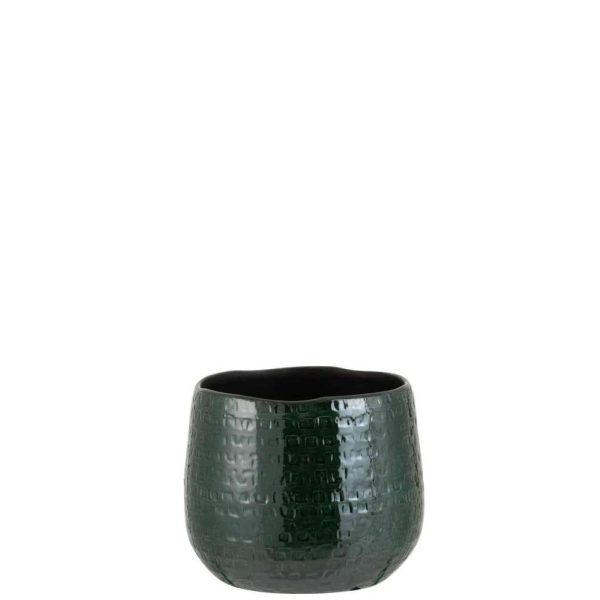 FLOWERPOT PATTERN CERAMIC GREEN MEDIUM