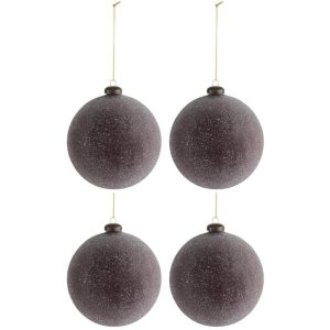 BOX OF 4 CHRISTMAS BALL PEARLS GLASS BORDEAUX LARGE