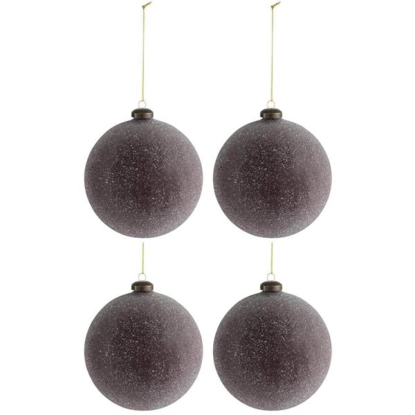 BOX OF 4 CHRISTMAS BALL PEARLS GLASS BORDEAUX LARGE