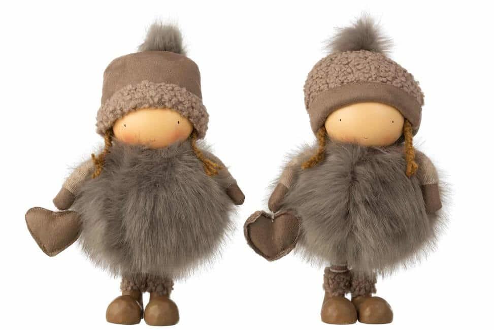 GIRL WINTER HEART POLY GREY LARGE ASSORTMENT OF 2