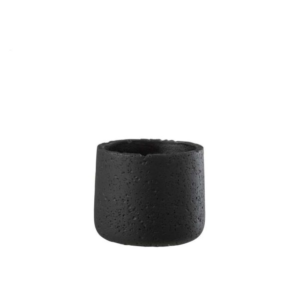 FLOWER POT POTINE CEMENT BLACK SMALL