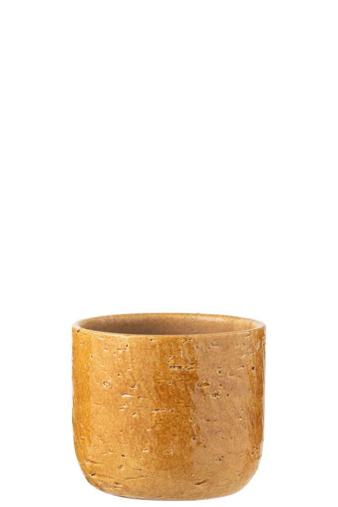 FLOWERPOT LEO CERAMIC OCHRE MEDIUM