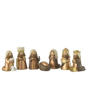 NATIVITY SCENE 7PARTS RESIN BROWN/GOLD