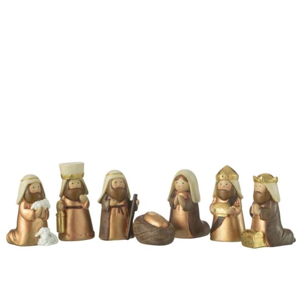 NATIVITY SCENE 7PARTS RESIN BROWN/GOLD