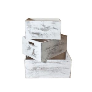 Kasser Tre Hvit S/3 40X30X18Cm